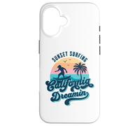 Puesta de Sol Surfing California Dreamin USA Surfista Carcasa para iPhone 16