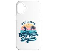 Puesta de Sol Surfing California Dreamin USA Surfista Carcasa para iPhone 16 Plus