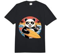 Puesta De Sol Tropical Surfeando Panda con Tabla De Surf Comfort Colors Adult Heavyweight T-Shirt