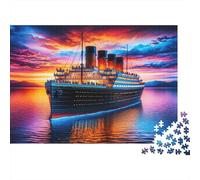 Puesta del Sol del Barco Titanic 1000 Pieza Stock De Cartas Premium Rompecabezas Conjunto para Adultos Desafío Juego Educativo Presente Divertido Paquete De Valor 52x38cm/1000pcs