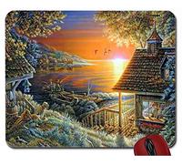 Puesta del Sol del cojín de ratón ocultada detrás de un Mousepad Glorioso de la computadora del cojín de ratón del árbol