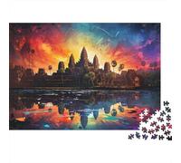 Puesta del Sol del Templo Antiguo 1000 Pieza Stock De Cartas Premium Rompecabezas Conjunto para Adultos Presente Divertido Desafío Educativo Regalo 52x38cm/1000pcs