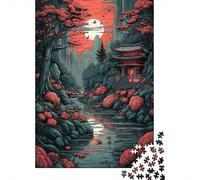 Puesta del Sol del Templo japonés Set De 1000 Piezas Papel Reciclado Puzzle Familiar Aficionados A Los Fácil Almacenar Rompecabezas Atractivo Horas Entretenimiento 70x50cm/1000pcs