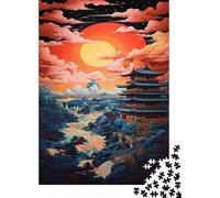 Puesta del Sol del Templo Oriental Rompecabezas 1000 Piezas Adultos Juego Difícil Papel DIY Regalo Navidad Decoración Familiar 70x50cm/1000pcs