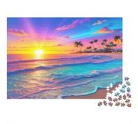 Puesta del Sol en la Playa Tropical Puzzle 1000 Piezas - Hermoso Paisaje Rompecabezas, Regalo, Juego Familiar, Decoración del Hogar, Adultos 52x38cm/1000pcs