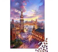 Puesta del Sol en la Plaza histórica Puzzle De 1000 Trozos Papel Grueso Apasionados De Los Entretenimiento Fin De Semana Fácil Limpiar Actividad Vinculación 52x38cm/1000pcs