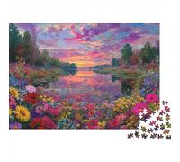 Puesta del Sol Flor Paisaje Puzzle Imposible,desafío for Adults Interesante Juego Educativo 1000 Piezas Obra De Arte De Juego De para Adultos Y Niños Mayores De 12 Años 70x50cm/1000pcs