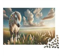 Puesta del Sol Grassland Rompecabezas Imposible,desafío para Adultos Cuento de Hadas Pony 1000 Piezas Obra De Arte De Juego De para Adultos Y Niños Mayores De 12 Años 1000pcs (75x50cm)