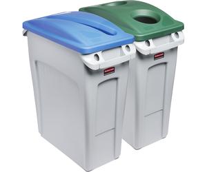 Puesto de clasificación de materiales SLIM JIM®, juego de 2 Rubbermaid, 2 x 60 l, boca para papel/botellas