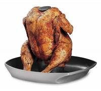 Weber Deluxe Soporte para Aves/Soporte de Acero Inoxidable con Bandeja recogejugos integrada para Pollo jugoso y aromático, Plata (6731)