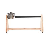 Puesto de Juego para Loros de Madera con Tazas, Soporte | Acero Inoxidable y Cuenco, Equilibrio y Coordinación, para Casa o Tienda, Plataforma Triangular