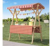 Puesto De Mercado De Madera, Puesto De Vendedor Portátil, Puestos De Mercado, Eventos, Ventas Al Aire Libre Y Más(Red,150cm/59in)