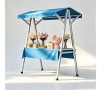 Puesto de Mercado Portátil con Toldo - Carrito Vendedor Plegable y Stand de Exhibición Móvil, Mesa de Exhibición Pop-Up para Ferias Artesanales, Mercados de Agricultores y Vendedores(Blue,110cm/43in)