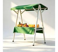 Puesto de Mercado Portátil con Toldo - Carrito Vendedor Plegable y Stand de Exhibición Móvil, Mesa de Exhibición Pop-Up para Ferias Artesanales, Mercados de Agricultores y Vendedores(Green,160cm/63in)