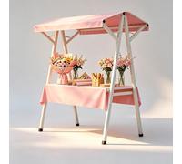 Puesto de Mercado Portátil con Toldo - Carrito Vendedor Plegable y Stand de Exhibición Móvil, Mesa de Exhibición Pop-Up para Ferias Artesanales, Mercados de Agricultores y Vendedores(Pink,110cm/43in)