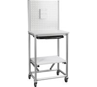 Puesto de trabajo móvil con ordenador con perfil de aluminio, L x A x H 750 x 500 x 1765 mm, carga máx. 200 kg