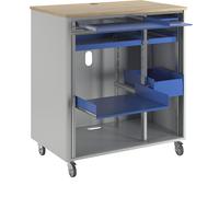 Puesto de trabajo para ordenador RAU, H x A x P 1100 x 1030 x 660 mm, rodante