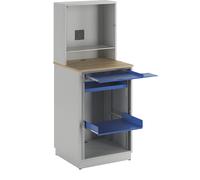 Puesto de trabajo para ordenador RAU, H x A x P 1810 x 720 x 660 mm, con carcasa para el monitor