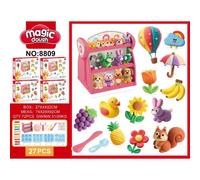 Puesto de verduras de plastilina con accesorios
