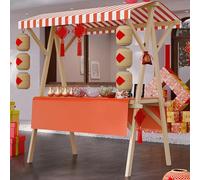 Puesto plegable de madera con ruedas bloqueables, soporte de exhibición de ventas al aire libre para vendedores de alimentos, eventos, mercados de agricultores, carrito portátil de 150 cm