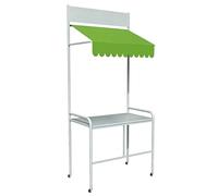 Puestos del Mercado, Carro de Venta Móvil, de Hierro, con Toldo, Ruedas con Bloqueo y Barandilla, para Eventos al Aire Libre, Comida Callejera y Mercados(Gray,120cm/47in)