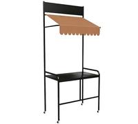 Puestos del Mercado, Carro de Venta Móvil, de Hierro, con Toldo, Ruedas con Bloqueo y Barandilla, para Eventos al Aire Libre, Comida Callejera y Mercados(Black,100cm/39in)