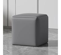 Puf apilable 5 en 1, taburete de piel sintética gris, banco cuadrado versátil, reposapiés rodante para sala de estar y comedor, altura de 45 cm