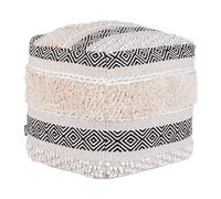 Puf beige de algodón patrón geométrico negro estilo boho Kanam