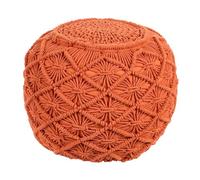 Puf Boho Redondo de Punto de algodón otomana decoración de Sala de Estar Asiento Extra 40 x 40 cm Naranja Berkane