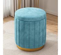 Puf de almacenamiento con base dorada, elegante taburete y reposapiés para organizador de decoración del hogar, pieza de acento de gran capacidad