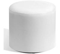 Puf de cuero con forma de cubo, reposapiés blanco, base de madera maciza, banco pequeño para sala de estar