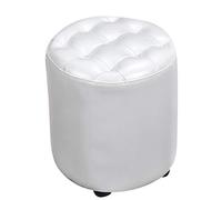 Puf de cuero cuadrado otomano con reposapiés de madera, banco pequeño, 35 x 35 x 40 cm, elegante decoración del hogar, solución versátil para asientos