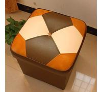 Puf de cuero de madera maciza para sala de estar, mesa de café, color marrón, 15 x 15 x 16 pulgadas