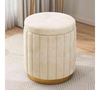 Puf de cuero redondo bajo, silla de taburete de vanidad de esponja, taburete lindo creativo y de moda, puf de almacenamiento de terciopelo redondo, reposapiés redondo, para dormitorio, sala de estar