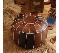 Puf de cuero sin relleno, auténtica funda redonda marroquí para reposapiés, multictal Sto Solut para decoración del hogar, pieza de acento elegante