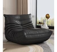 Puf de esponja, silla de memoria con relleno gigante, ideal para adultos y adolescentes, súper suave, sala de estar, dormitorio, universidad, juego de lectura, libro de lectura (negro, piel de gato