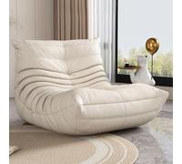 Puf de espuma viscoelástica para adultos y adolescentes, sofá súper suave para sala de estar, dormitorio, universidad, perfecto para jugar y leer libros, diseño de cuero blanco resistente a los
