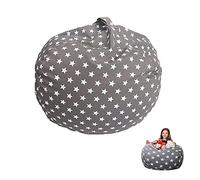 Puf de Peluche, Bolsa Almacenamiento Juguetes Felpa, Bolsa Frijoles Lona, Puff Almacenamiento Animales Peluche, Cómodo Suave Ahorra Espacio, para Que Los Lean, Puede Llenar con Juguetes (Gris)