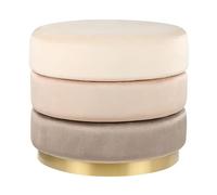 Puf de terciopelo beige 48 cm base reposapiés taburete glamour Louin | Tela, relleno de espuma, sólido, no requiere montaje, soporta hasta 150 kg, 48 x 48 x 41 cm, 100% poliéster