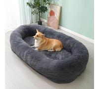 Puf extra grande y esponjoso, impermeable, lavable, de piel sintética, cama suave y cómoda para perros gigantes y adultos, ideal para relajación y comodidad