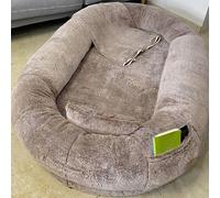 Puf extra grande y esponjoso, impermeable, lavable, de piel sintética, cama suave y cómoda para perros gigantes y adultos, ideal para relajación y comodidad