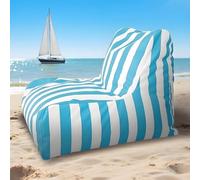 Puf flotante azul cielo para piscina, grande, cómodo, para exteriores e interiores, puf de playa a rayas, sin necesidad de relleno, perfecto para relajación y diversión