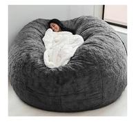 Puf gigante con funda lavable (sin relleno), silla de salón de gran tamaño para fiestas y relajación, color gris oscuro, 180 x 90 cm, cómodo mueble para el hogar