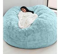 Puf gigante de 5 pies, 6 pies, 7 pies, funda de puf para adultos, hecha de piel cómoda para un sofá de gran tamaño y esponjoso en tu dormitorio o sala de estar, no incluye relleno