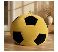 Puf Gigante Forma Balón Fútbol, Tela Franela Confort, Amarillo y Negro | Tejido de franela suave, espuma viscoelástica sin montaje, asa integrada, entrega al vacío, 72 horas.