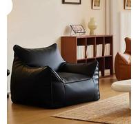 Puf grande, funda de cuero a base de agua, diseño moderno de mediados de siglo para sala de estar, dormitorio, espacios interiores y jardín, sin relleno