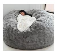 Puf grande XXL cómodo y funda ideal para niños y adultos, perfecto para sala de estar y dormitorio, color gris claro, 180 x 90 cm, relleno de 2,1 m no incluido