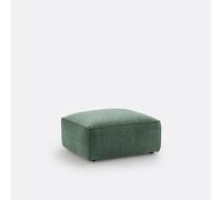 Puf modulable de terciopelo con textura, Seven. Talla 1 plaza. Color verde grisáceo
