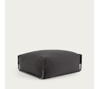 Puf modular cuadrado para sofá, 100% para exteriores, aluminio gris oscuro y negro, 101 x 101 cm.