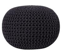 Puf otomana negro tejido de algodón relleno de EPS reposapiés pequeño redondo 50 x 35 cm Conrad